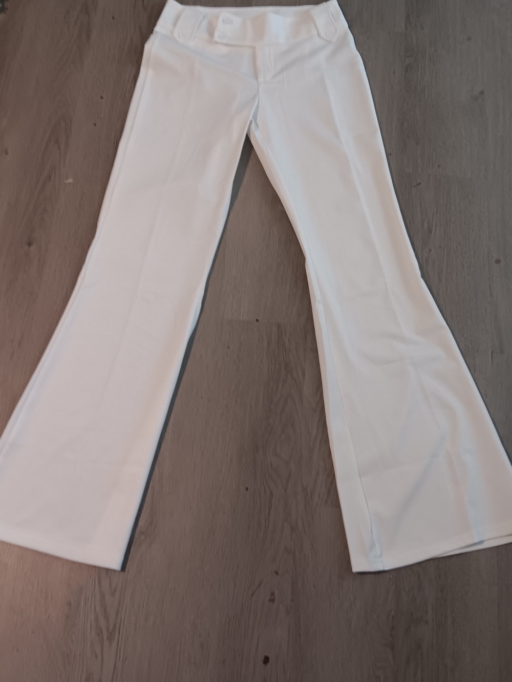 White Boot Cut Women's Pants - Classic Flared Style - Picture 2 of 5
